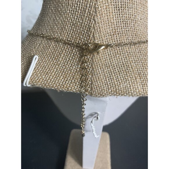 Gold-Tone Necklace With White Oval Pendant & Adjustable Chain - Picture 4 of 4